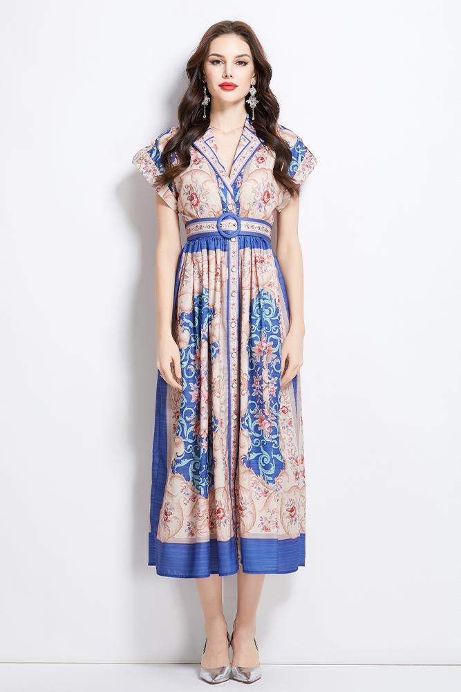 Original Design Spring/Summer Flower Oil Painting Style Long Dress