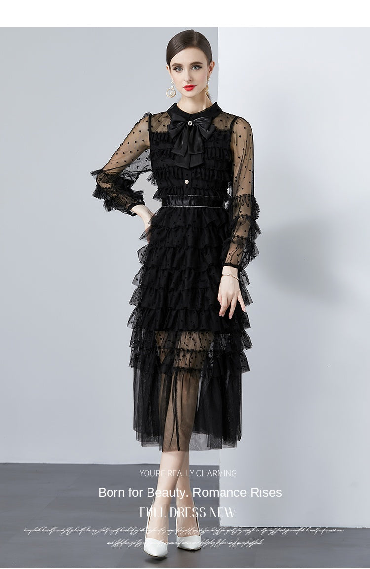 Original design polka dot small fragrance boutique fashion big bow cake skirt
