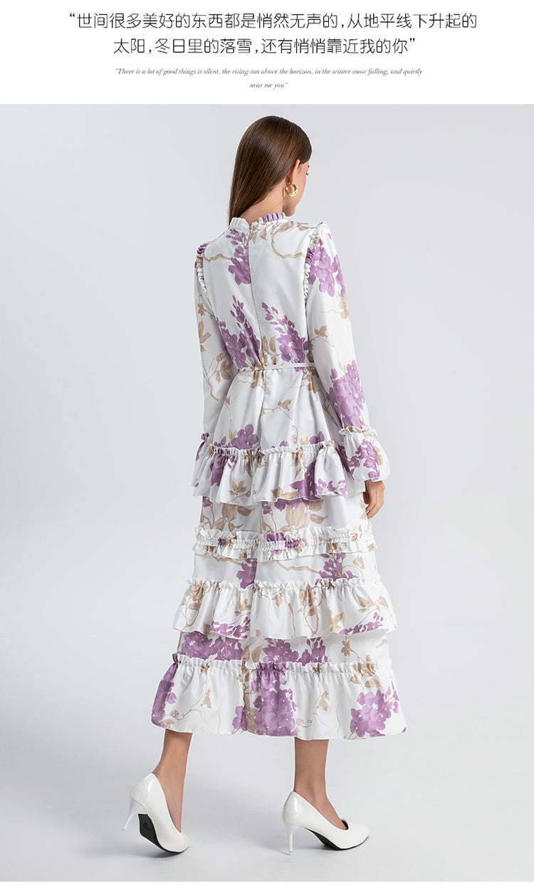 Original Design Heavy Industry European and American Palace Style Double Printed Loose Edition Temperament Cake Skirt