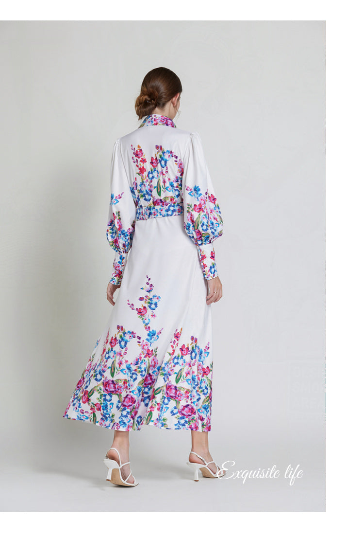 Original design lapel single breasted long dress with belt