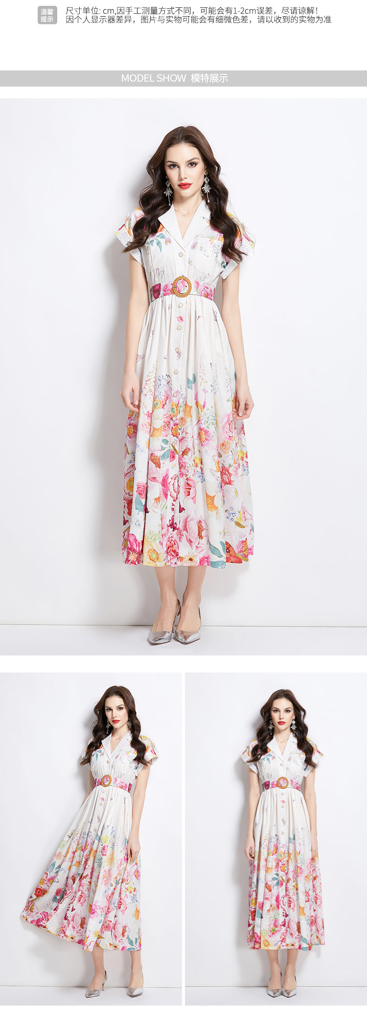 Original design spring/summer new floral oil painting style maxi dress