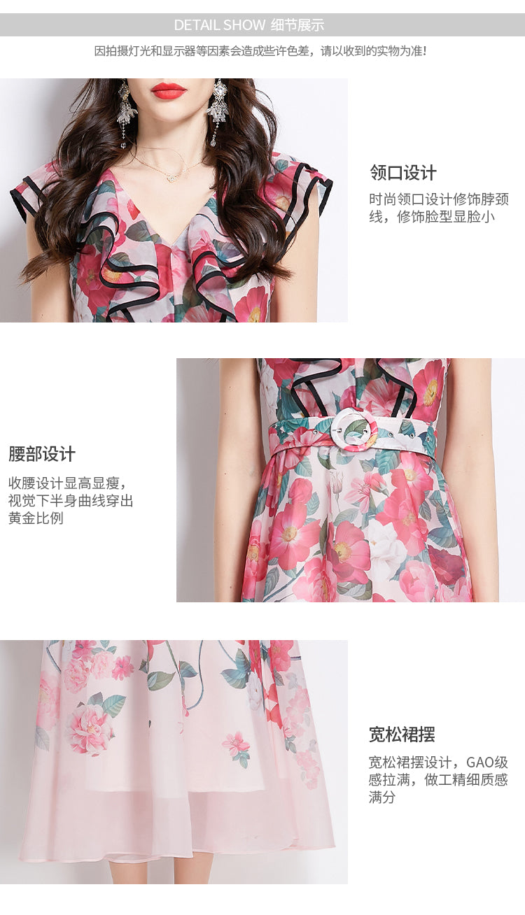 Original Design Spring/Summer Vacation New Oil Painting Style Flower Printed Long Dress