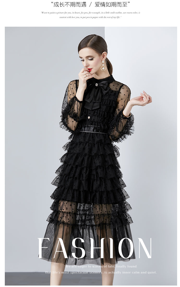 Original design polka dot small fragrance boutique fashion big bow cake skirt