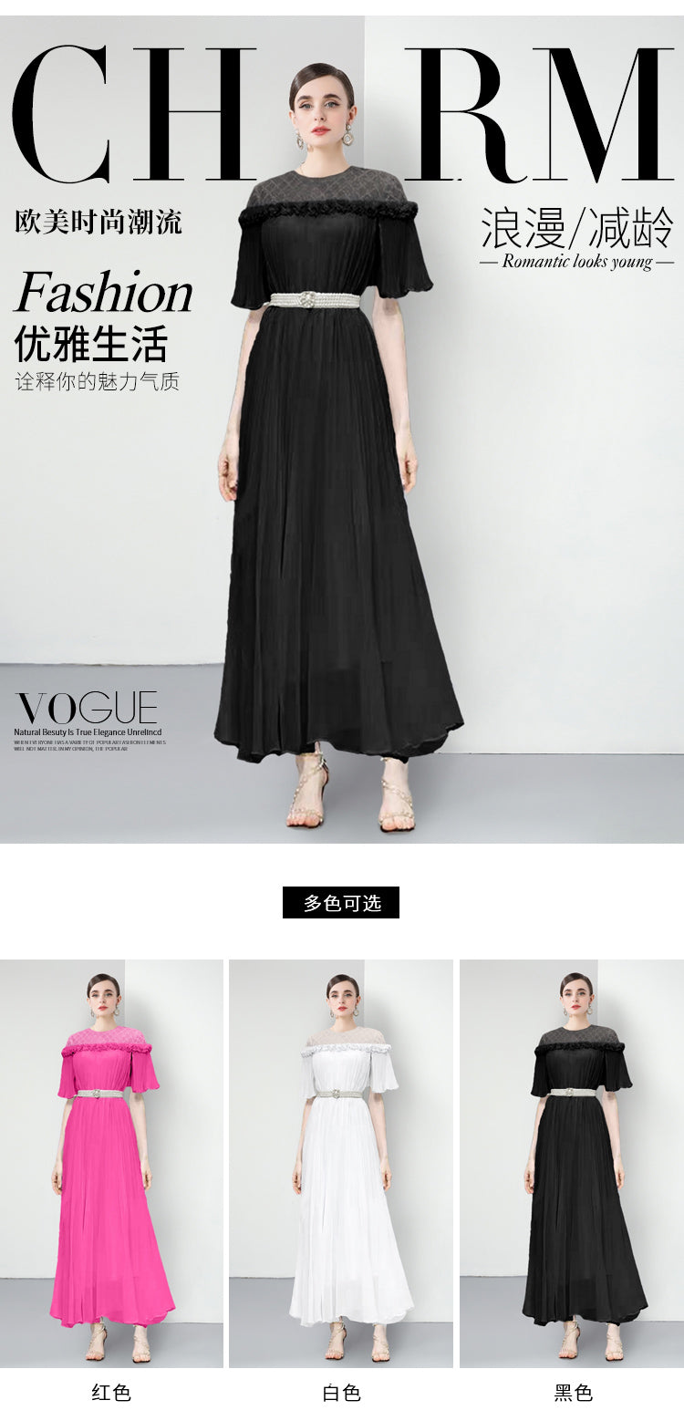 Original design for spring and summer three bedroom pleated oversized skirt