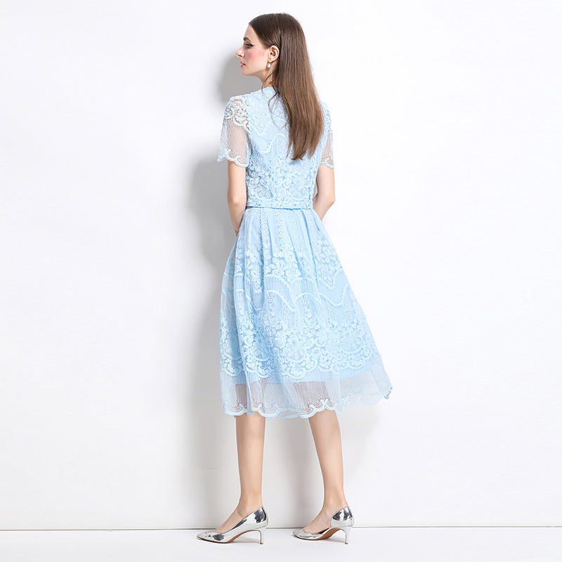 Original design for spring and summer small fragrance style set light luxury and high-end water-soluble lace skirt two-piece set