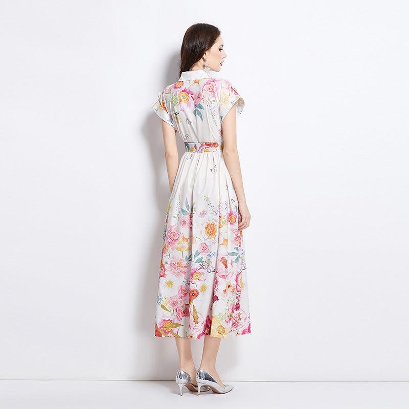 Original design spring/summer new floral oil painting style maxi dress