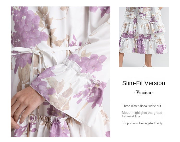 Original design: spring, summer, autumn, art, palace style, double print, loose version of the temperament cake skirt