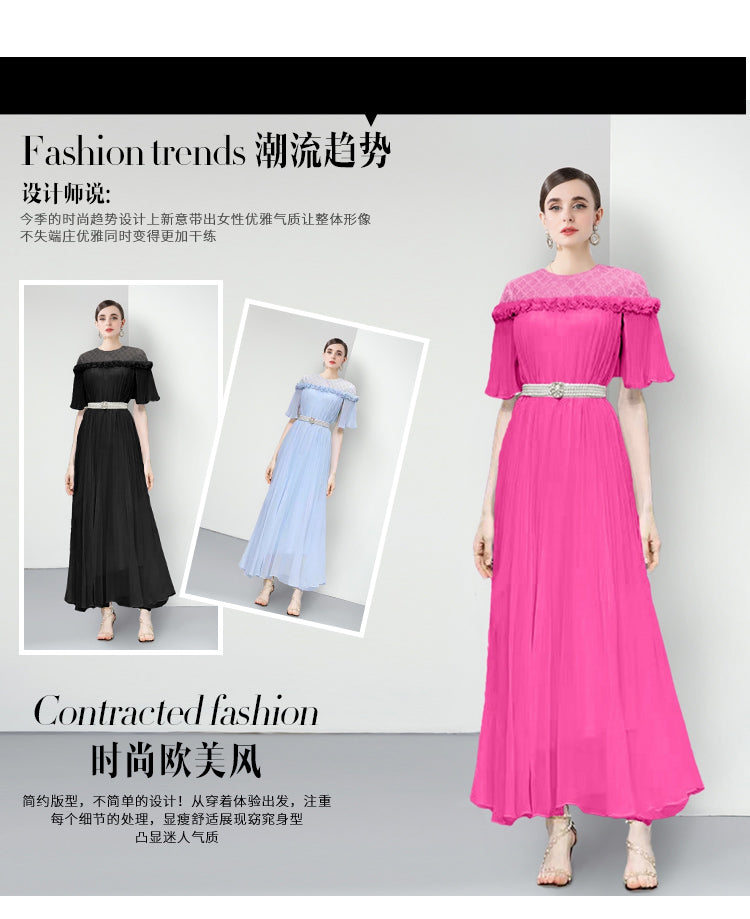Original design for spring and summer three bedroom pleated oversized skirt
