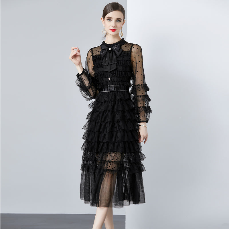 Original design polka dot small fragrance boutique fashion big bow cake skirt