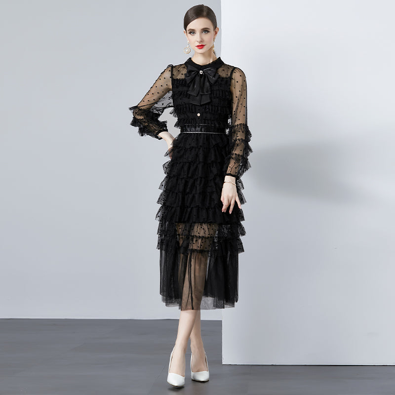 Original design polka dot small fragrance boutique fashion big bow cake skirt
