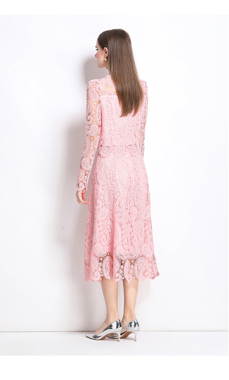 Original design for spring and summer small fragrance style set light luxury and high-end water-soluble lace skirt two-piece set
