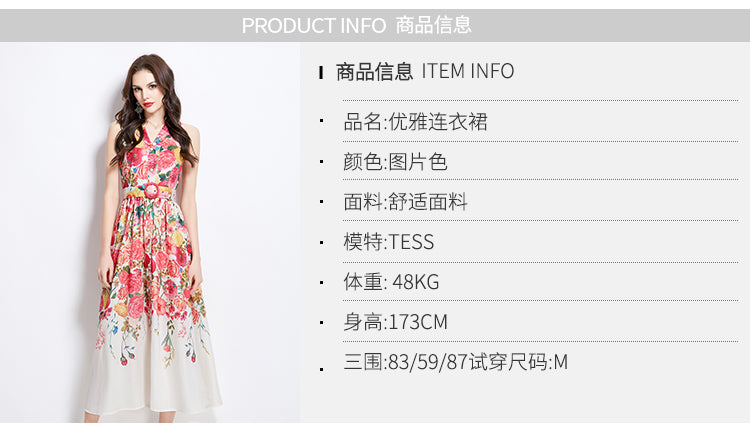 Original design for spring and summer vacation, new floral oil painting style shirt style long dress