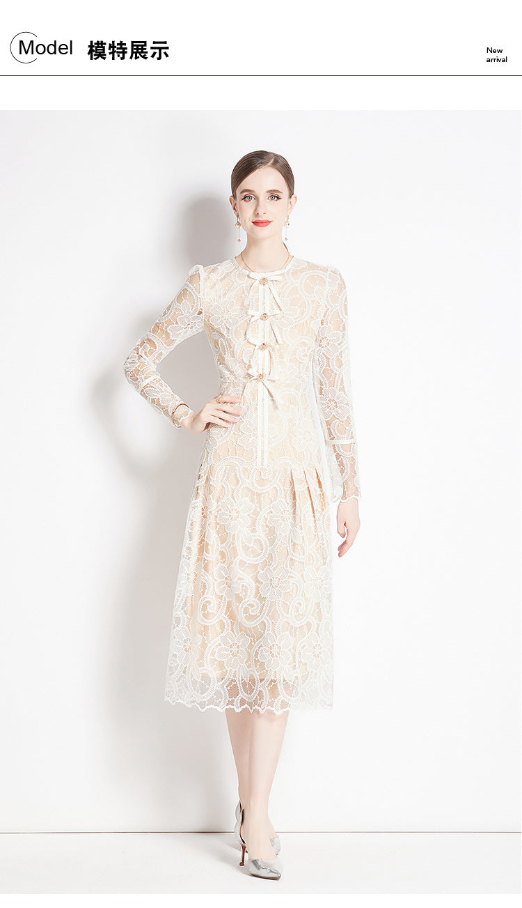 Original design for spring and summer long sleeved lace fashionable slim fit dress for women