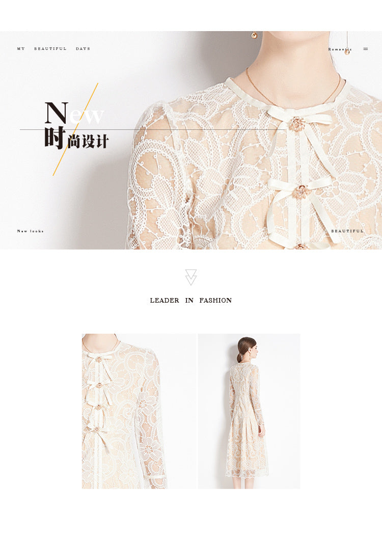 Original design for spring and summer long sleeved lace fashionable slim fit dress for women