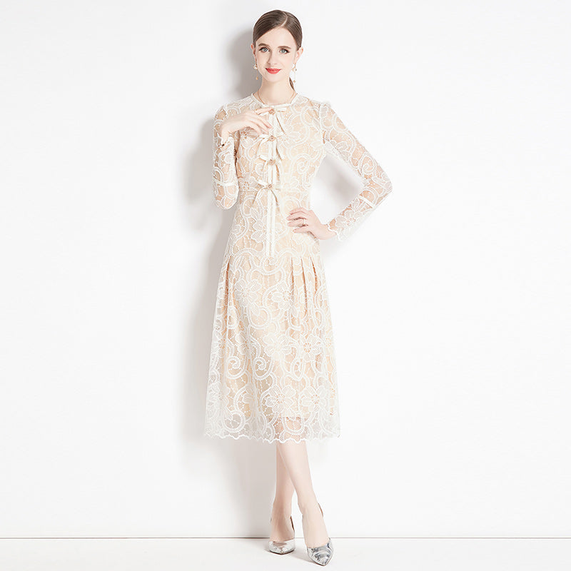 Original design for spring and summer long sleeved lace fashionable slim fit dress for women