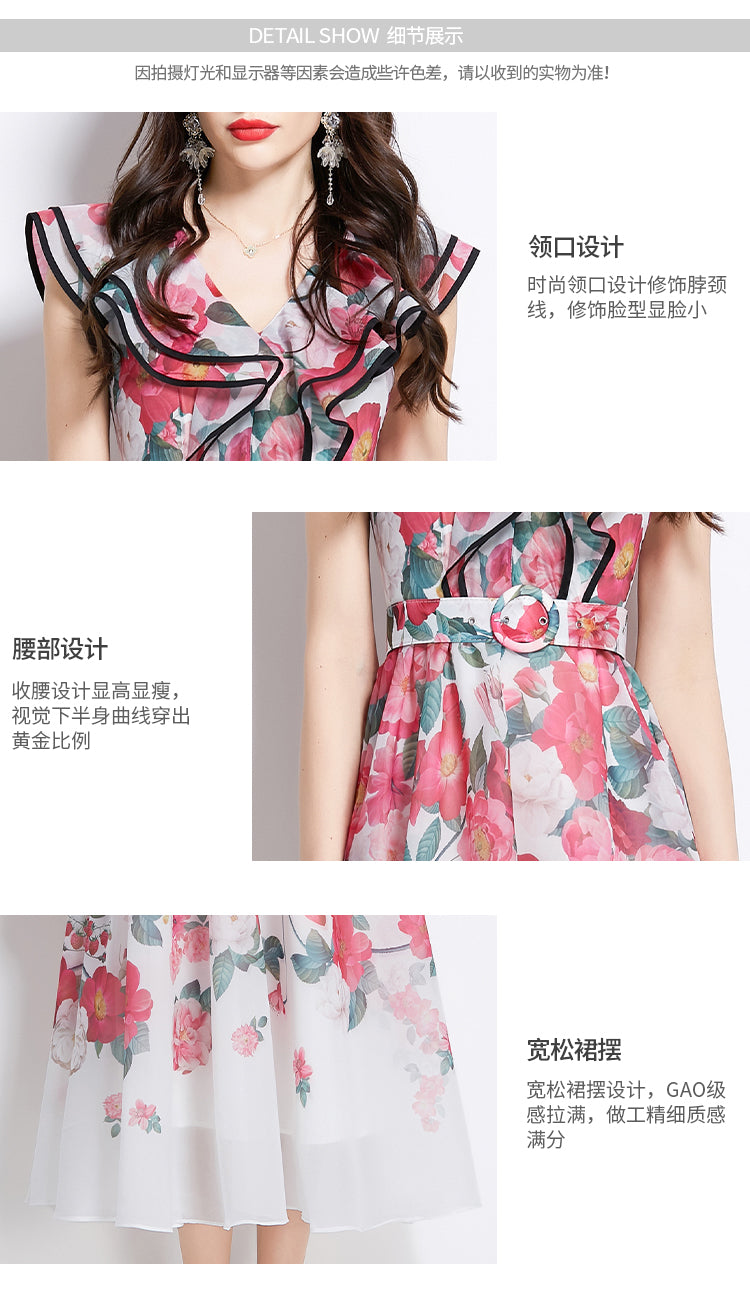 Original Design Spring/Summer Vacation New Oil Painting Style Flower Printed Long Dress
