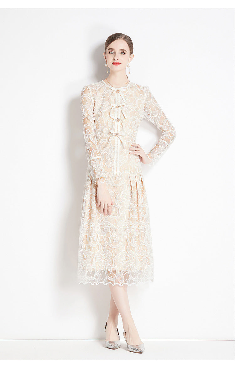 Original design for spring and summer long sleeved lace fashionable slim fit dress for women