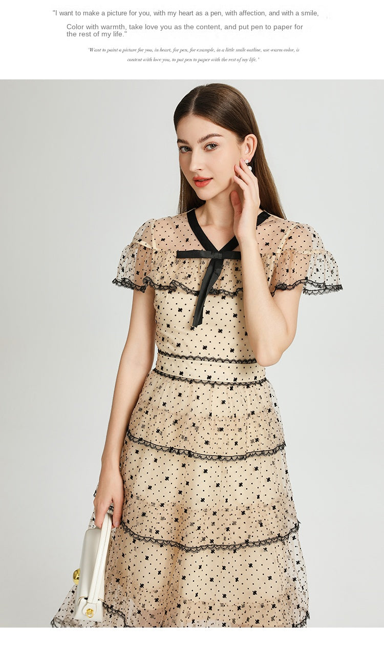 Original Design Heavy Industry Boutique Embroidery Plush Wave Point Wave style Shawl Cake Vintage Dress