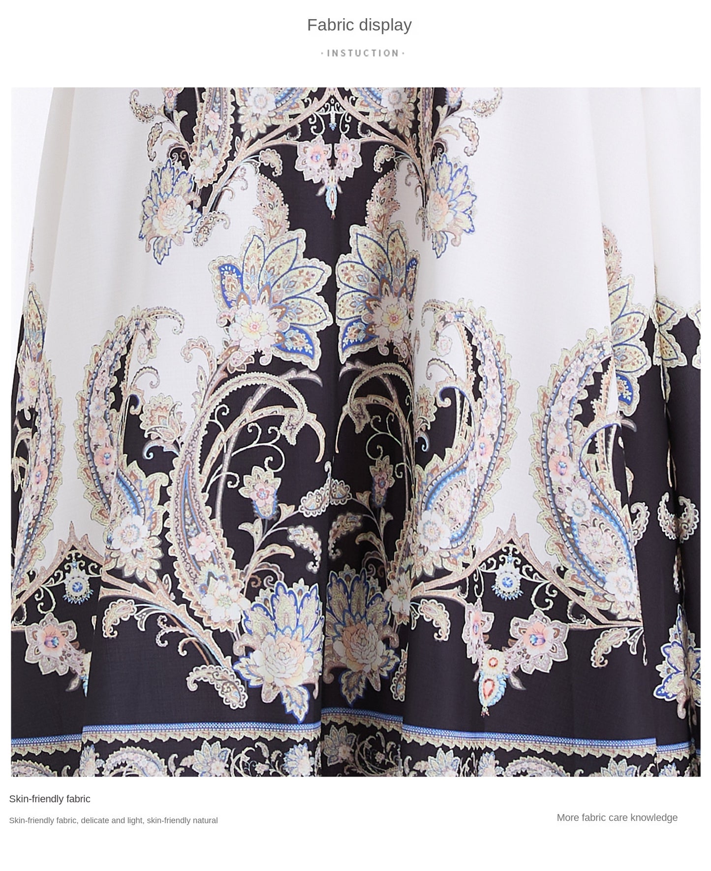Original design - court-style vintage stand-up collar lace print tunic with large hem waist