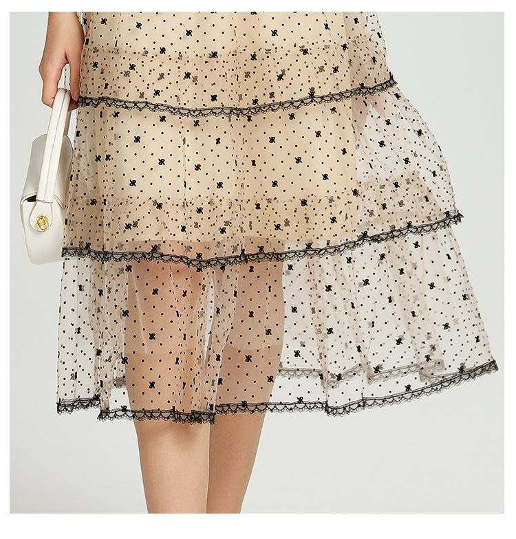 Original Design Heavy Industry Boutique Embroidery Plush Wave Point Wave style Shawl Cake Vintage Dress