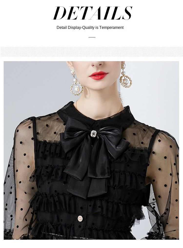 Original design polka dot small fragrance boutique fashion big bow cake skirt