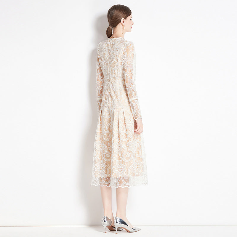 Original design for spring and summer long sleeved lace fashionable slim fit dress for women