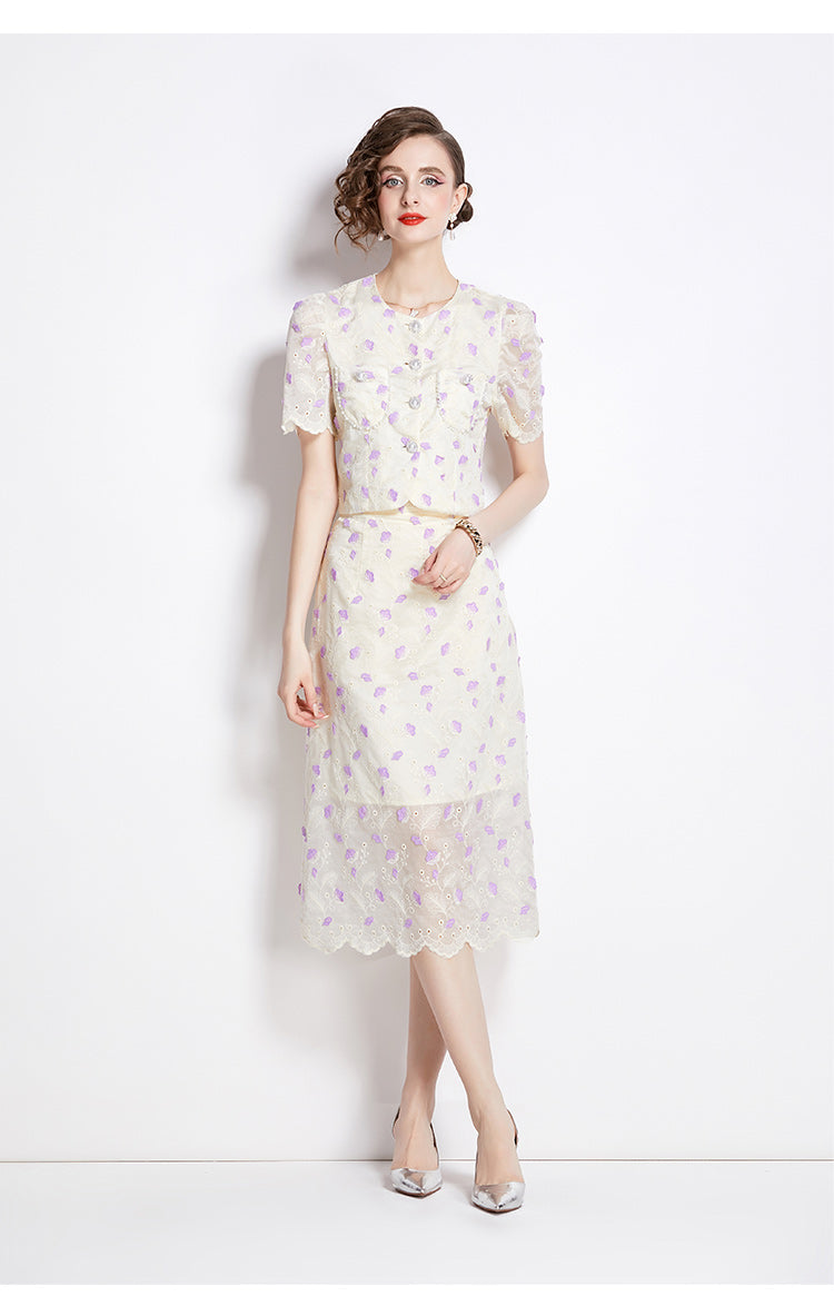 Original design high-end temperament paired with half skirt two-piece set, small fragrance fashion set