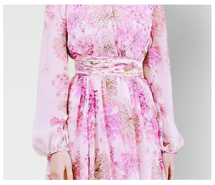Original design for spring and summer three bedroom pleated 6-meter printed large skirt