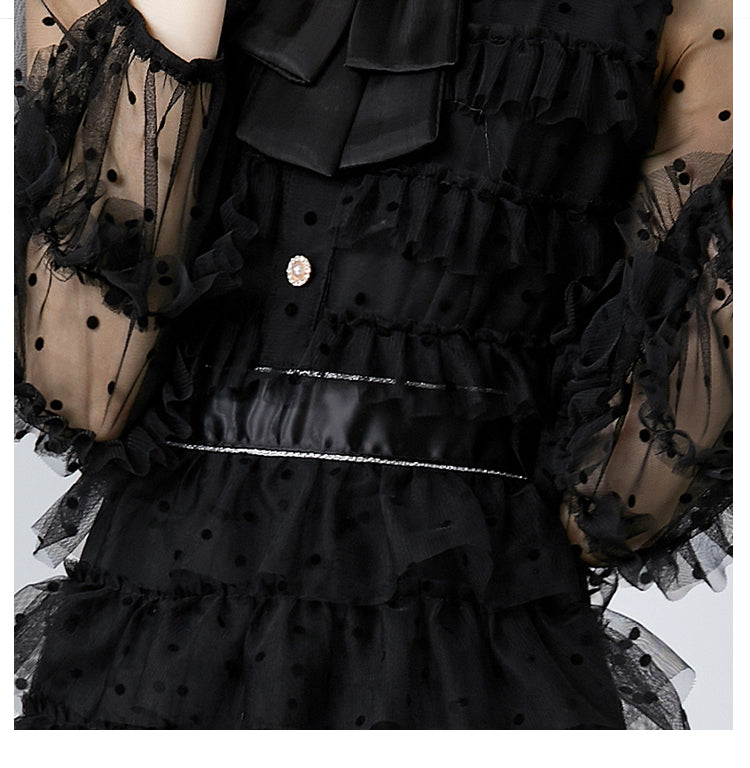Original design polka dot small fragrance boutique fashion big bow cake skirt