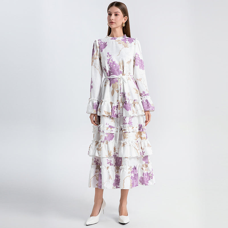 Original Design Heavy Industry European and American Palace Style Double Printed Loose Edition Temperament Cake Skirt