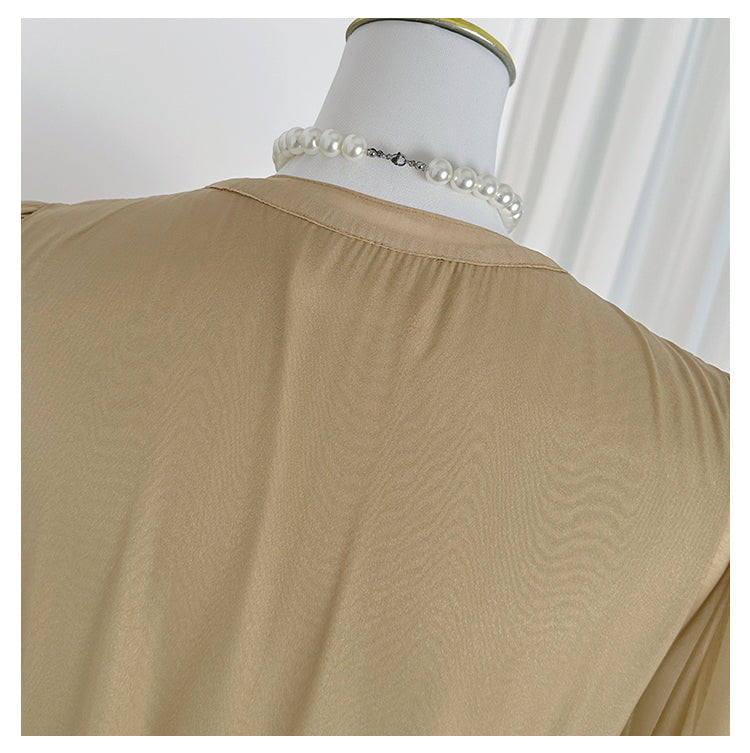 French retro court-style cut-out lace patchwork with fungus trim and flared sleeves at the waist