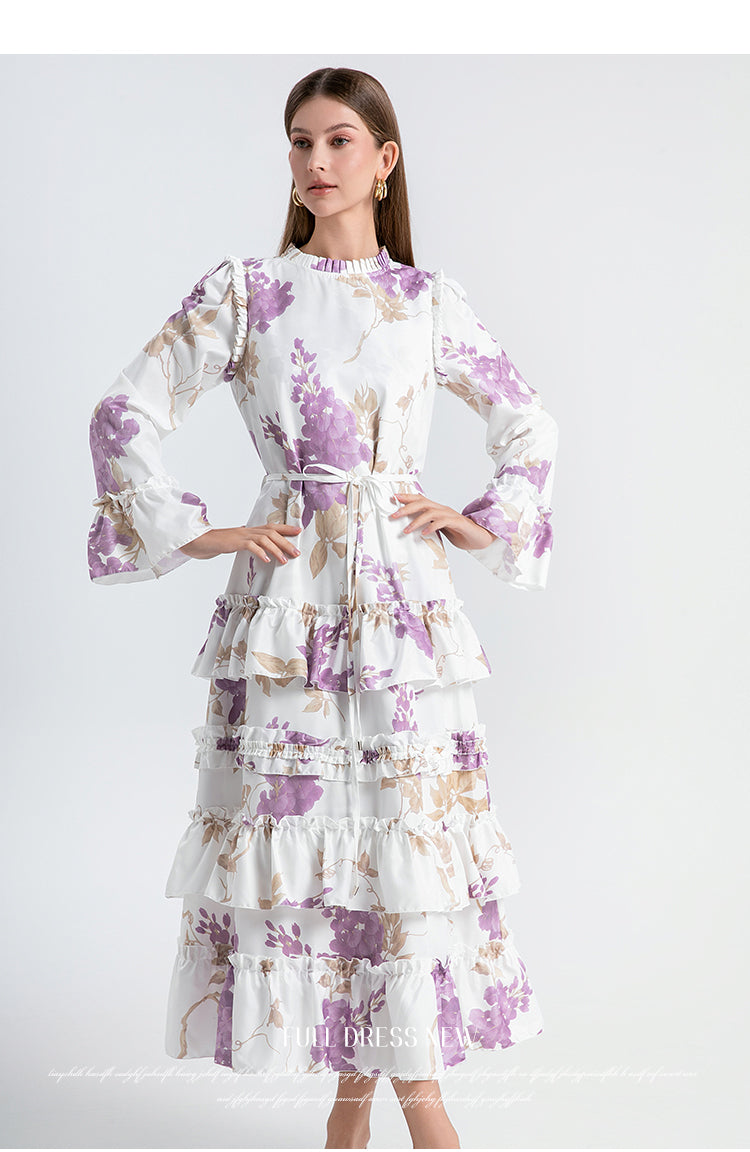 Original design: spring, summer, autumn, art, palace style, double print, loose version of the temperament cake skirt