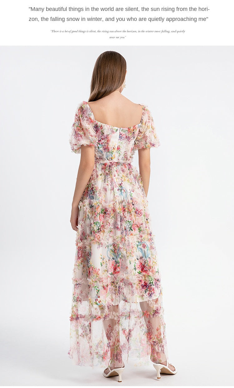 Original design: Apricot colored Meizhong exquisite palace style French romantic waist cake skirt