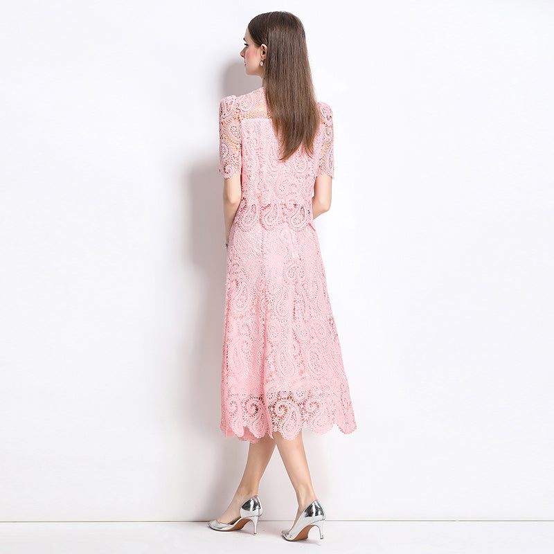 Original design for spring and summer small fragrance style set light luxury and high-end water-soluble lace skirt two-piece set