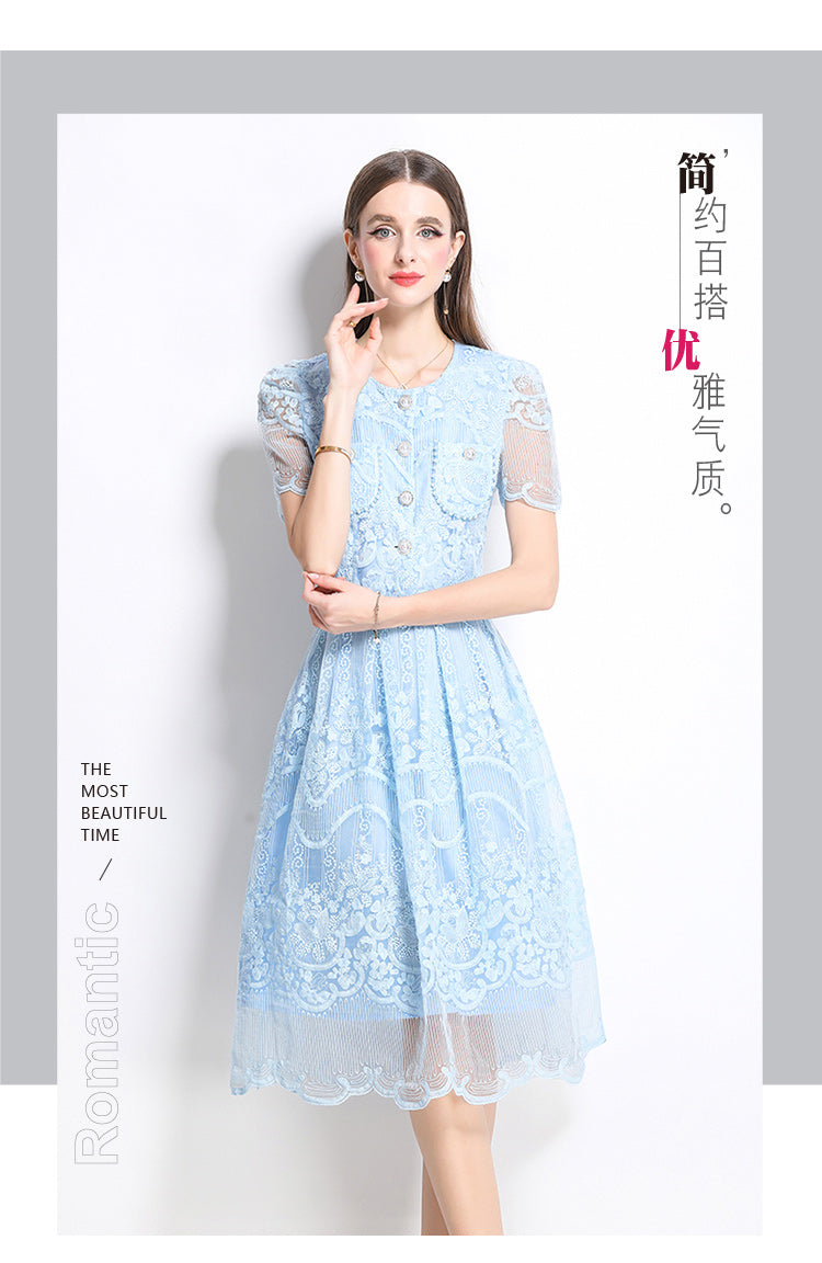 Original design for spring and summer small fragrance style set light luxury and high-end water-soluble lace skirt two-piece set