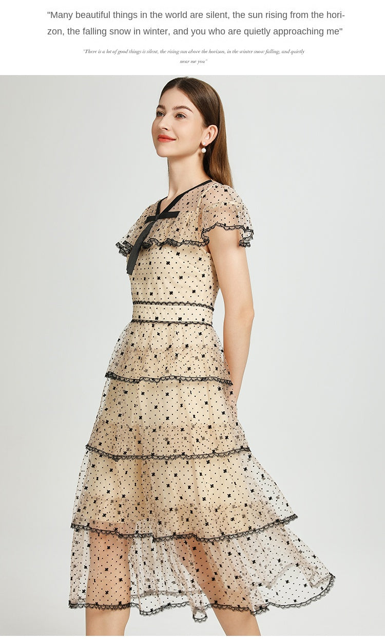 Original Design Heavy Industry Boutique Embroidery Plush Wave Point Wave style Shawl Cake Vintage Dress