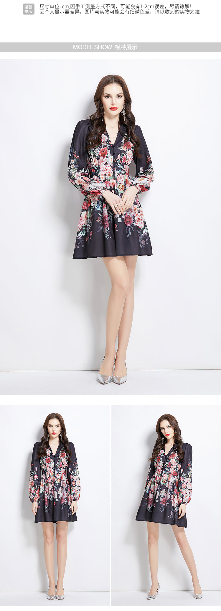 Original design spring, summer, autumn new vintage oil painting print short dress