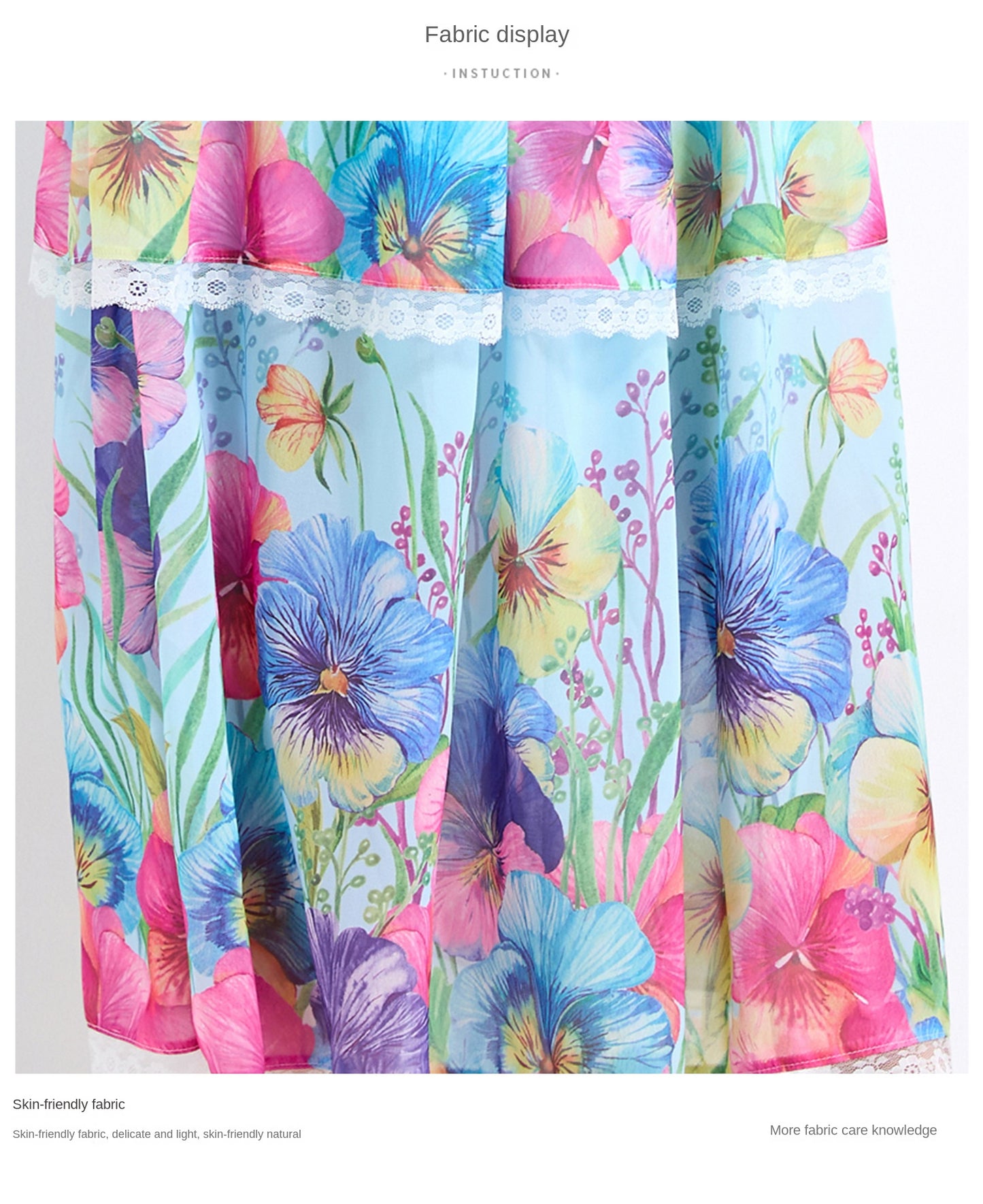 Original design - spring and summer fake lace cake skirt floral print waist ruffle skirt