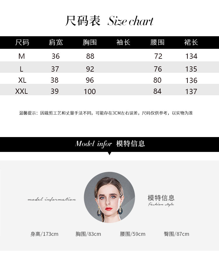Original design for spring and summer printed evening gown, long pleated dress with large display
