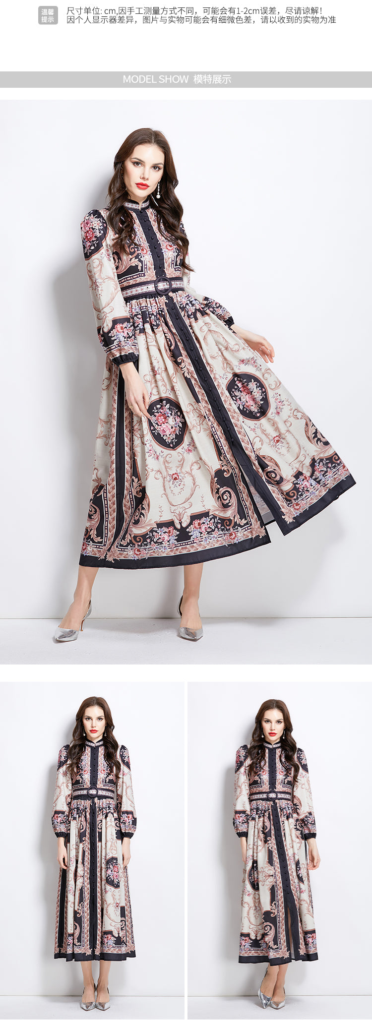 Original Design Spring/Summer Oil Painting Flower Pattern Wrapped Mid length Dress