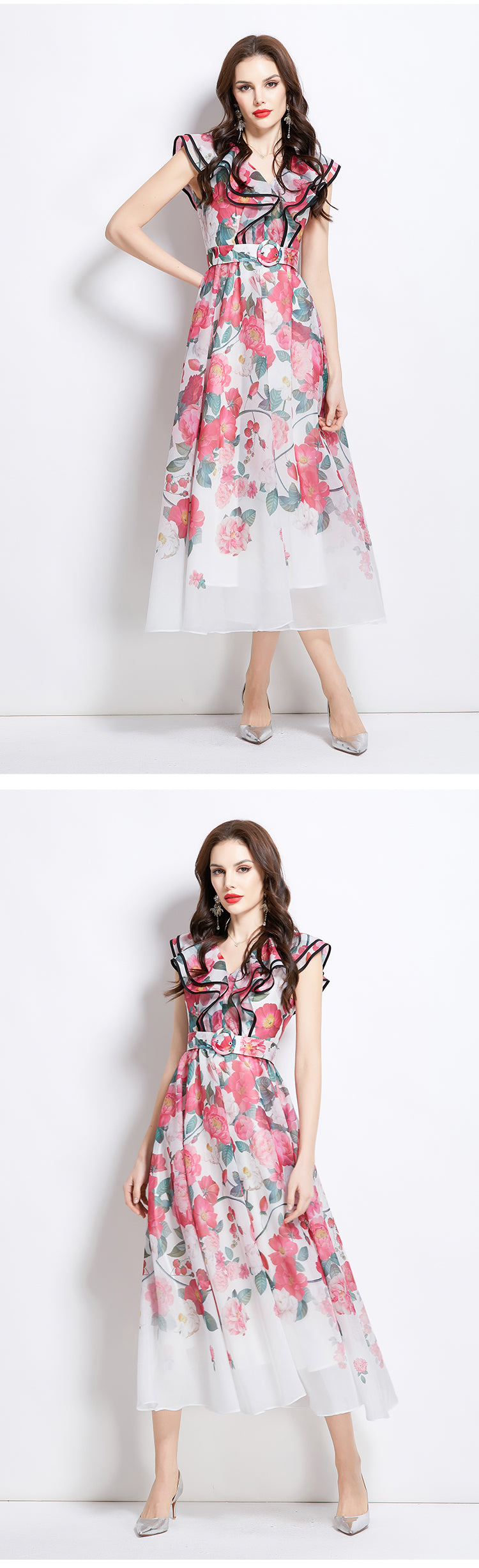 Original Design Spring/Summer Vacation New Oil Painting Style Flower Printed Long Dress