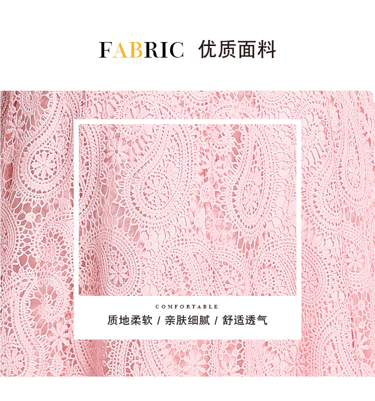 Original design for spring and summer small fragrance style set light luxury and high-end water-soluble lace skirt two-piece set