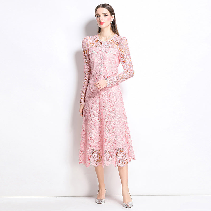 Original design for spring and summer small fragrance style set light luxury and high-end water-soluble lace skirt two-piece set