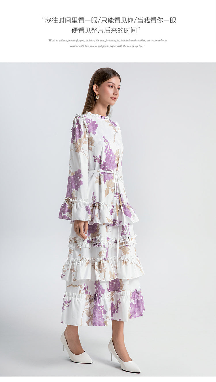 Original Design Heavy Industry European and American Palace Style Double Printed Loose Edition Temperament Cake Skirt