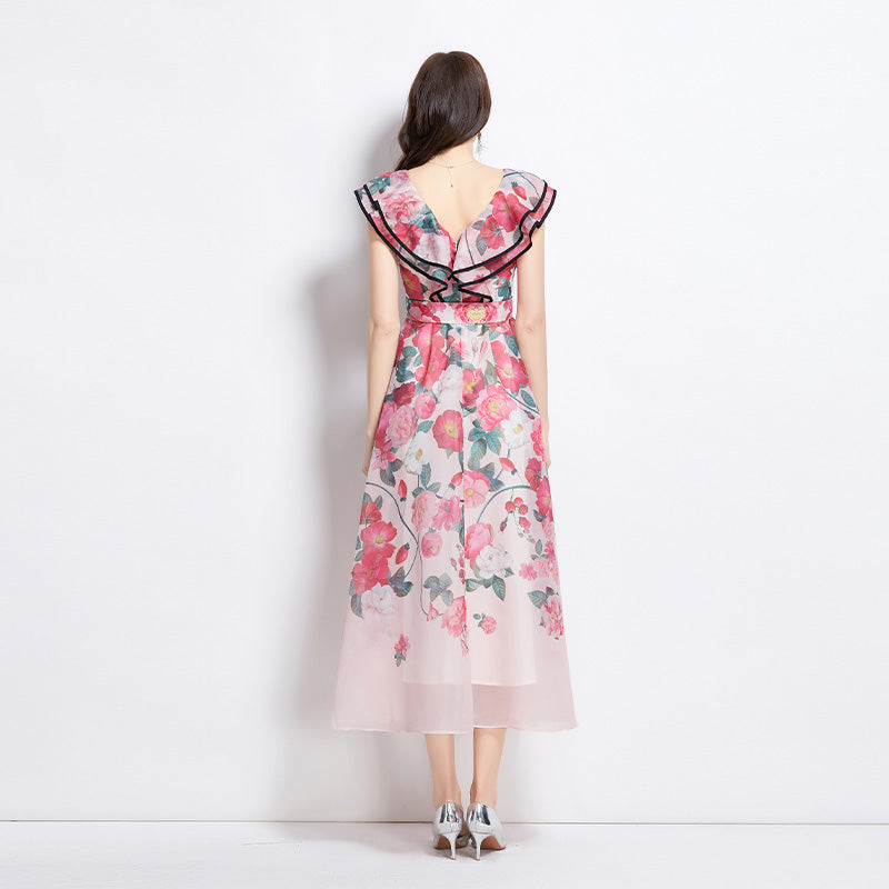 Original Design Spring/Summer Vacation New Oil Painting Style Flower Printed Long Dress