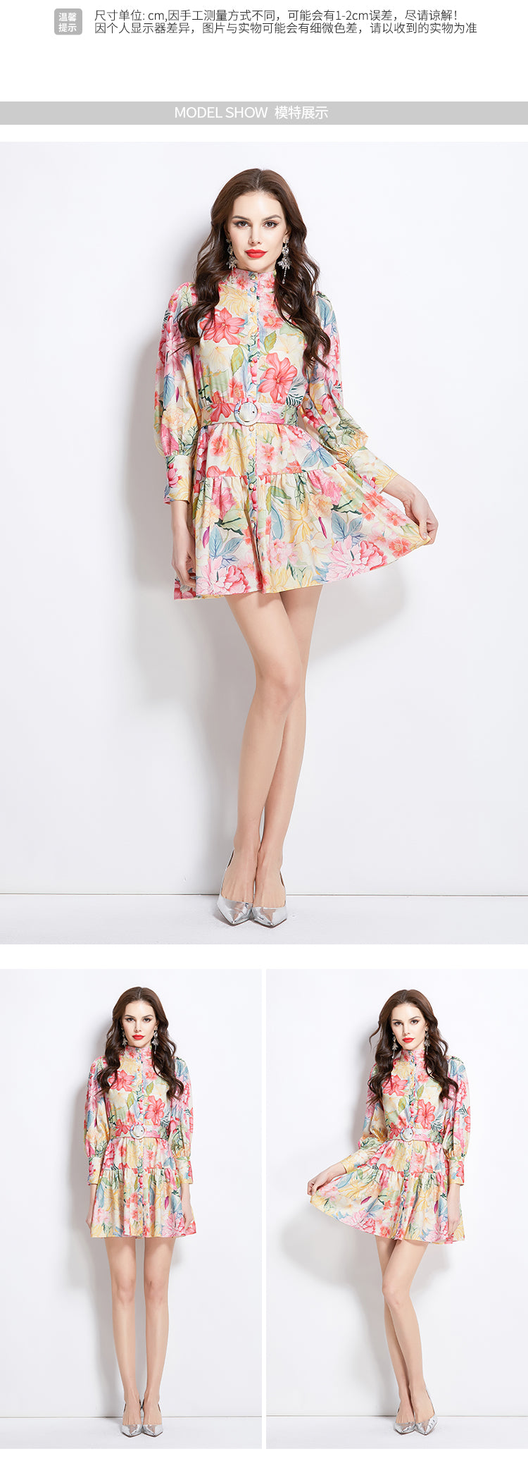 Original Design Spring/Summer Vacation New Watercolor Flower Printed Short Dress