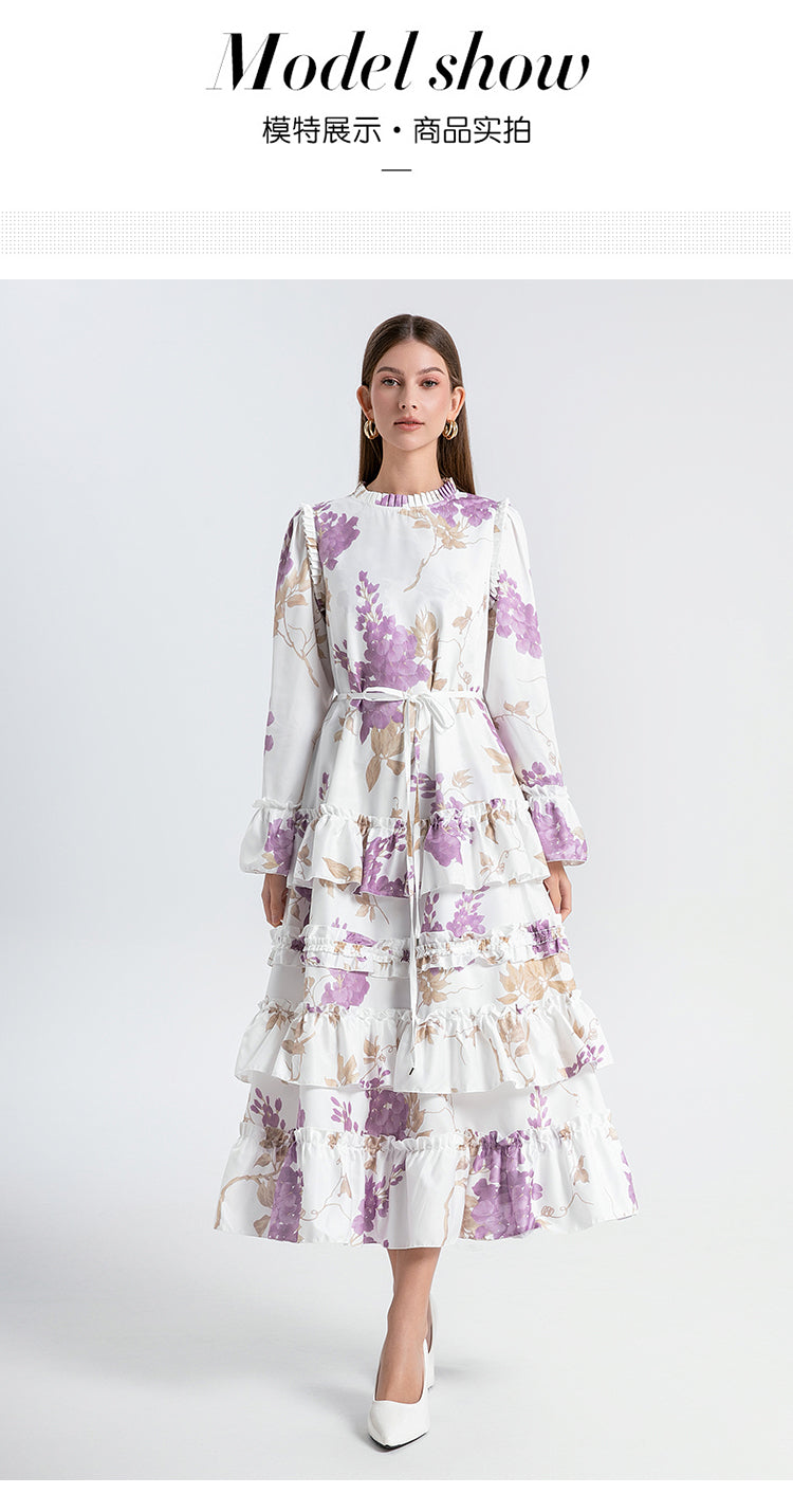 Original Design Heavy Industry European and American Palace Style Double Printed Loose Edition Temperament Cake Skirt