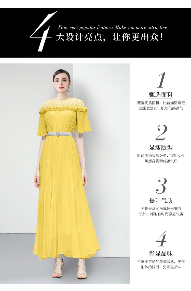 Original design for spring and summer three bedroom pleated oversized skirt