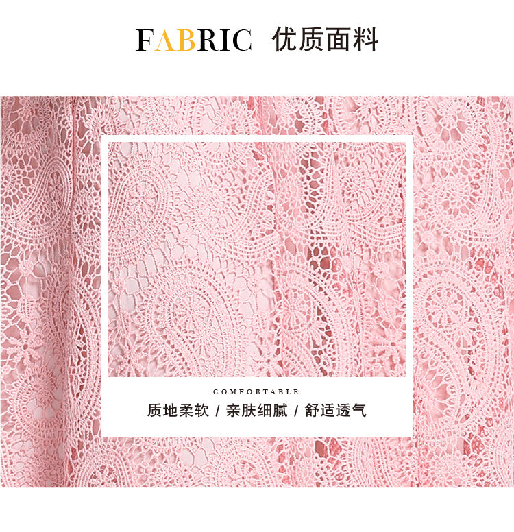 Original design for spring and summer small fragrance style set light luxury and high-end water-soluble lace skirt two-piece set