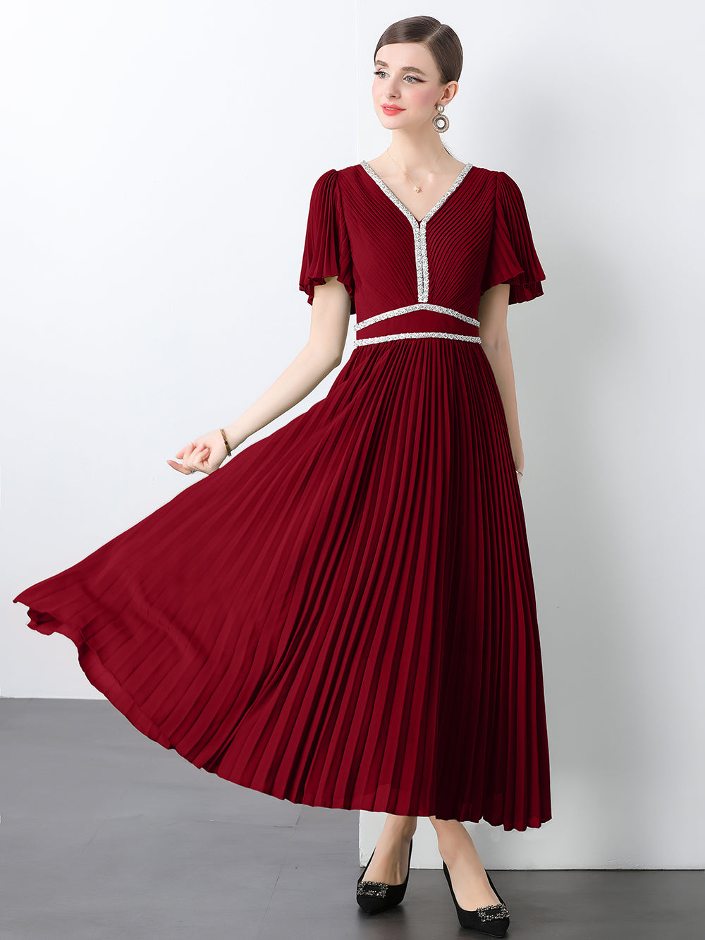 Original design for spring and summer three bedroom pleated oversized skirt with 4 colors to choose from